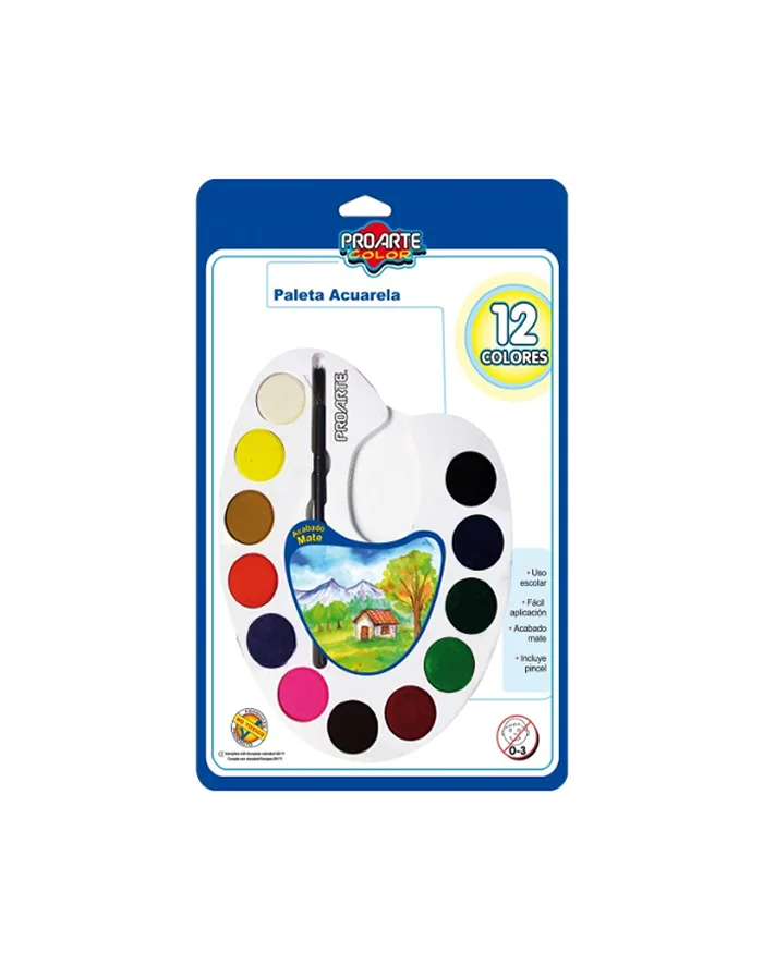 Acuarela Paleta 12 Col. Proarte