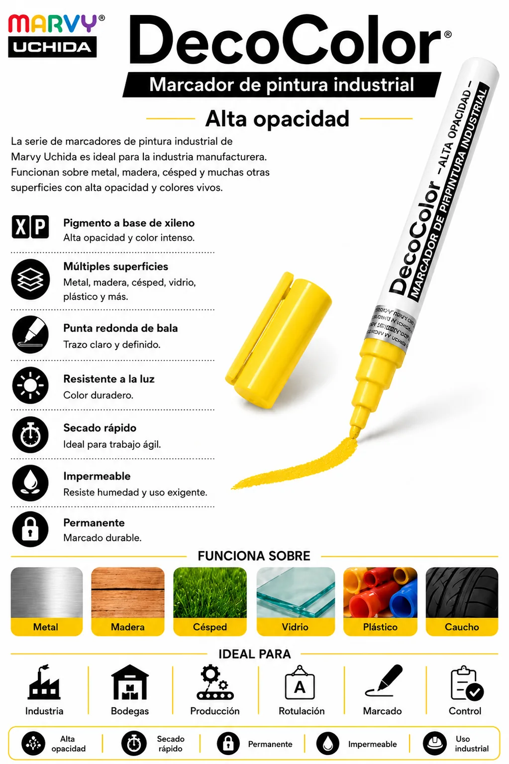 Marcador Industrial 728 Amarillo