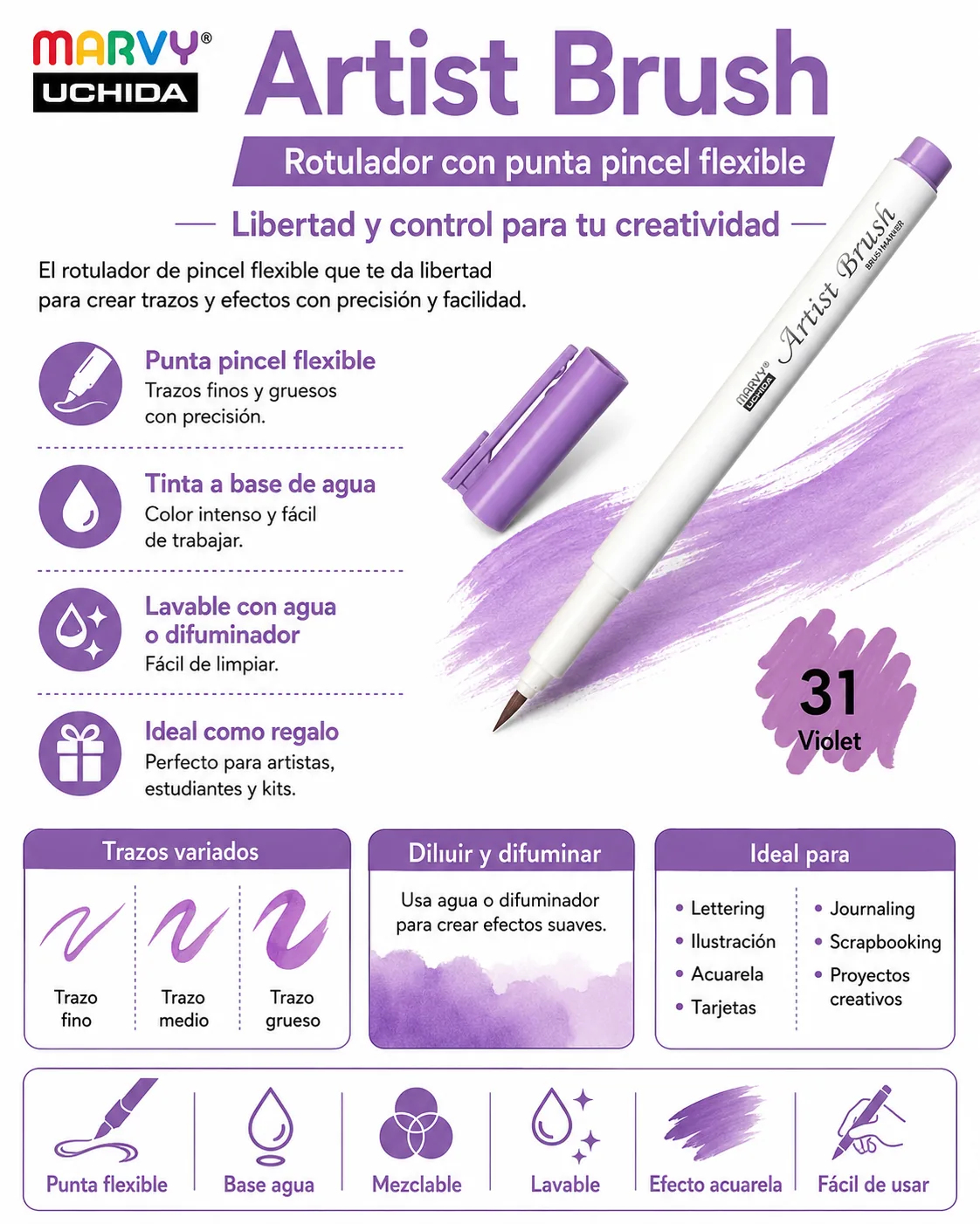 Marvy Artist Brush 31 Violeta